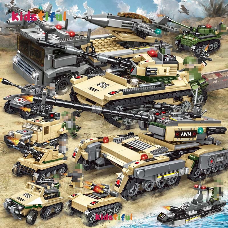 1000 Pcs Building Blocks Toys Army Tank Set Soliders Minifigures ...
