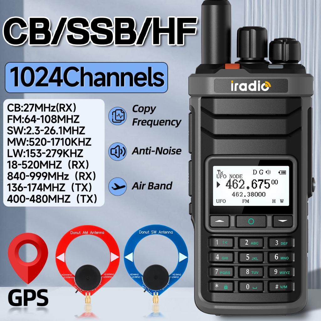 Iradio UV-88 HF CB Two Way Radio VHF UHF Multi Band AM USB LSB CW CB LW ...