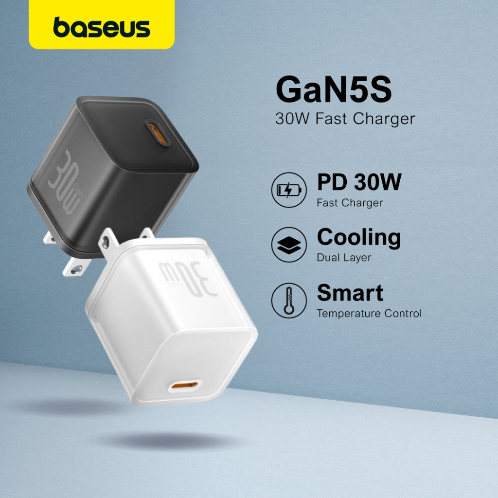 Baseus GaN5S Gallium Nitride Fast Charger 1C 30W US For Phone Laptop ...
