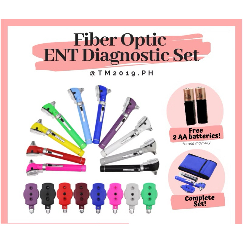 OTOSCOPE / OPHTHALMOSCOPE PINK FIBER OPTIC EXAMINATION LED ENT