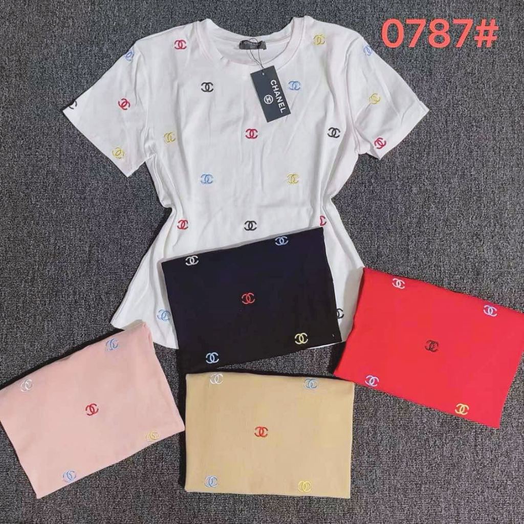 European Summer casual fashion round neck embroidered cotton Top