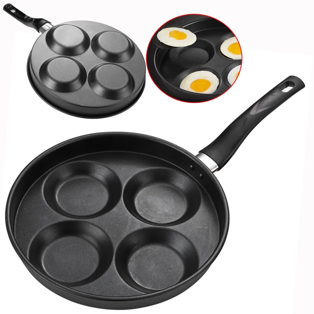 4 Hole Frying Pan Nonstick For Eggs Ham Pan Cake Maker No Oil Breakfast ...