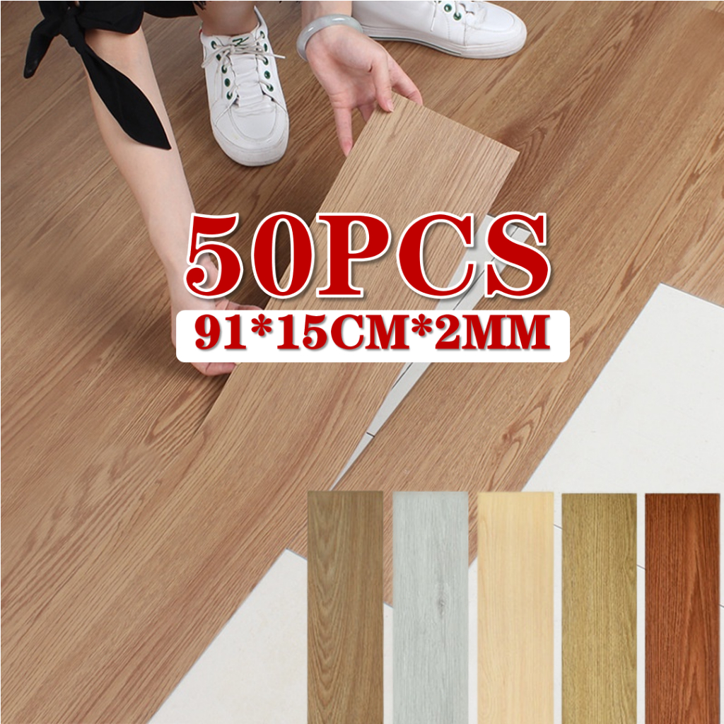 50P Floor Mat Stickers PVC Waterproof Self Adhesive Wooden Vinyl Plank