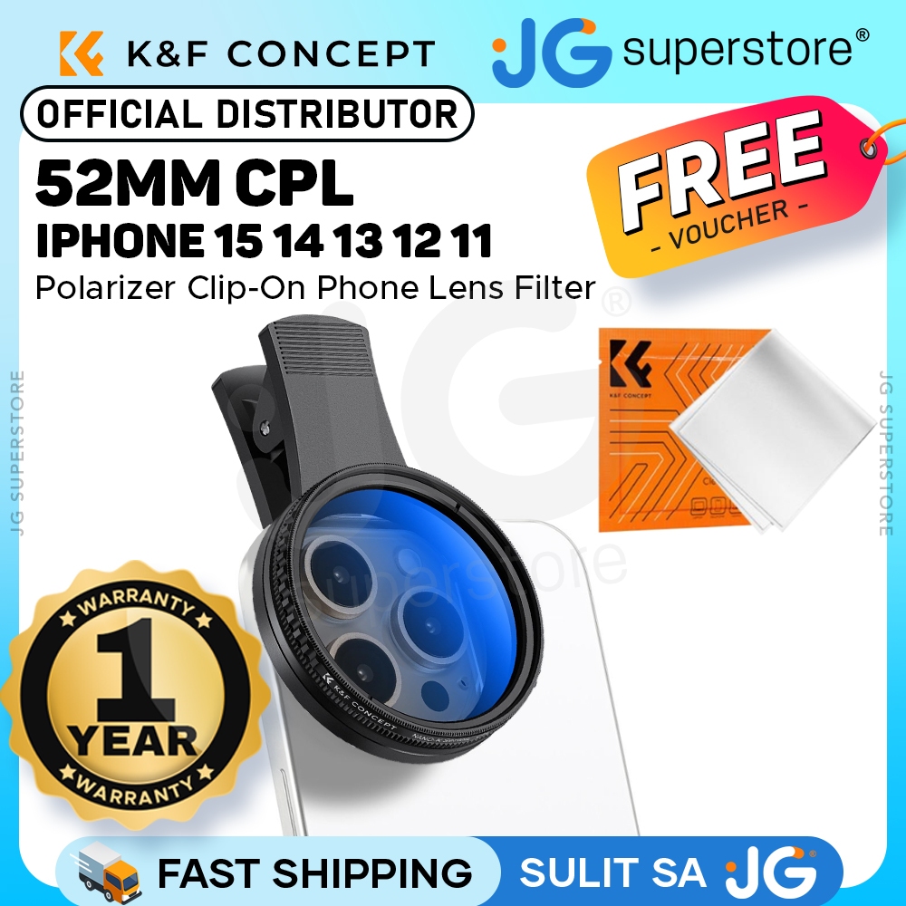 K&F Concept 52mm Variable ND2-400 & CPL Filter Kit For Mobile Phone Camera Lens - Universal For IPhone & Android