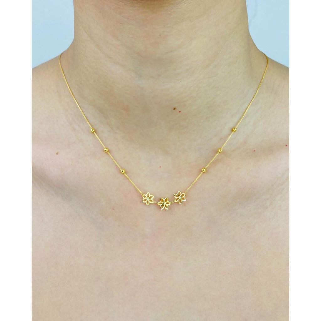 TRIPLE LOTUS FLOWER BEADED NECKLACE Shopee Philippines