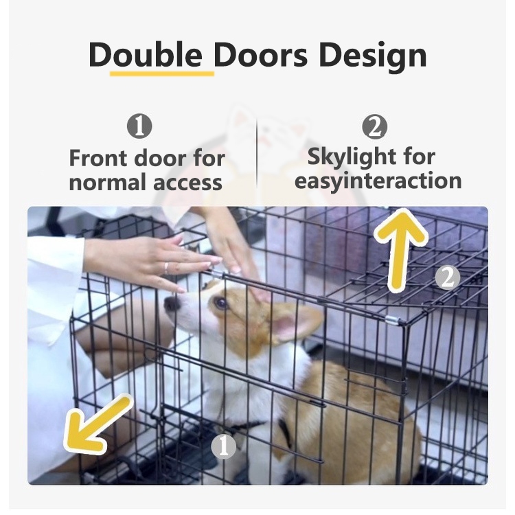 Foldable Dog Cage Pet Cage with Poop Heavy Duty Pet Cages for Dog ...