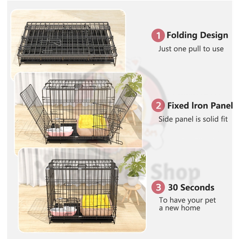 Foldable Dog Cage Pet Cage with Poop Heavy Duty Pet Cages for Dog ...