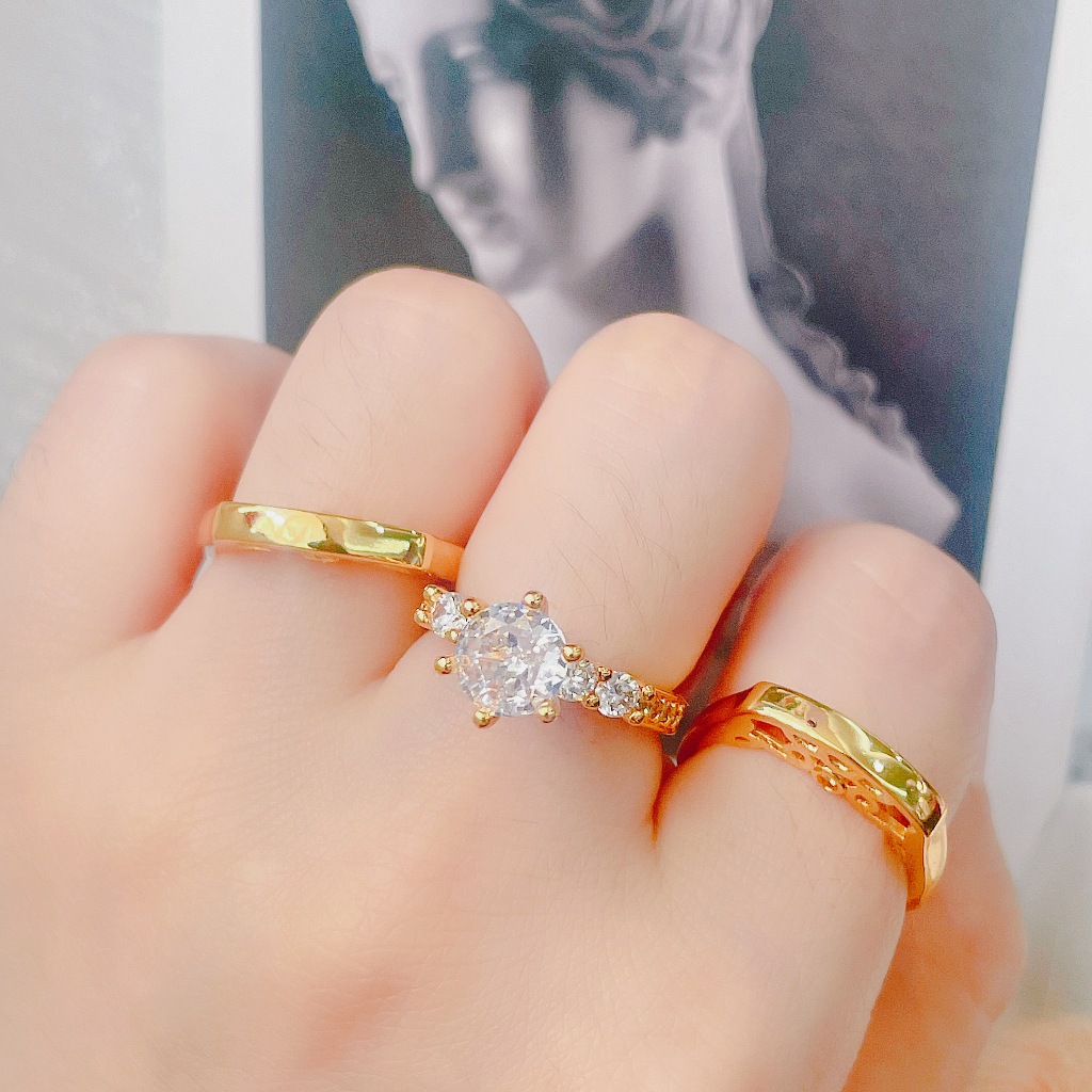 【BY】Fashion Rose Gold Plated 3 in 1 Ring Set Accessories For Women Free ...