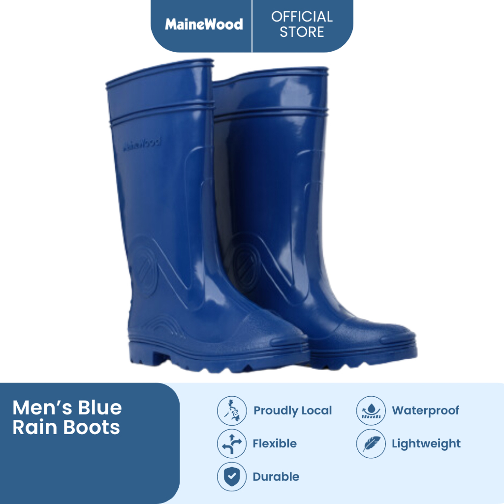 MaineWood Men s Blue Rain Boots Shopee Philippines