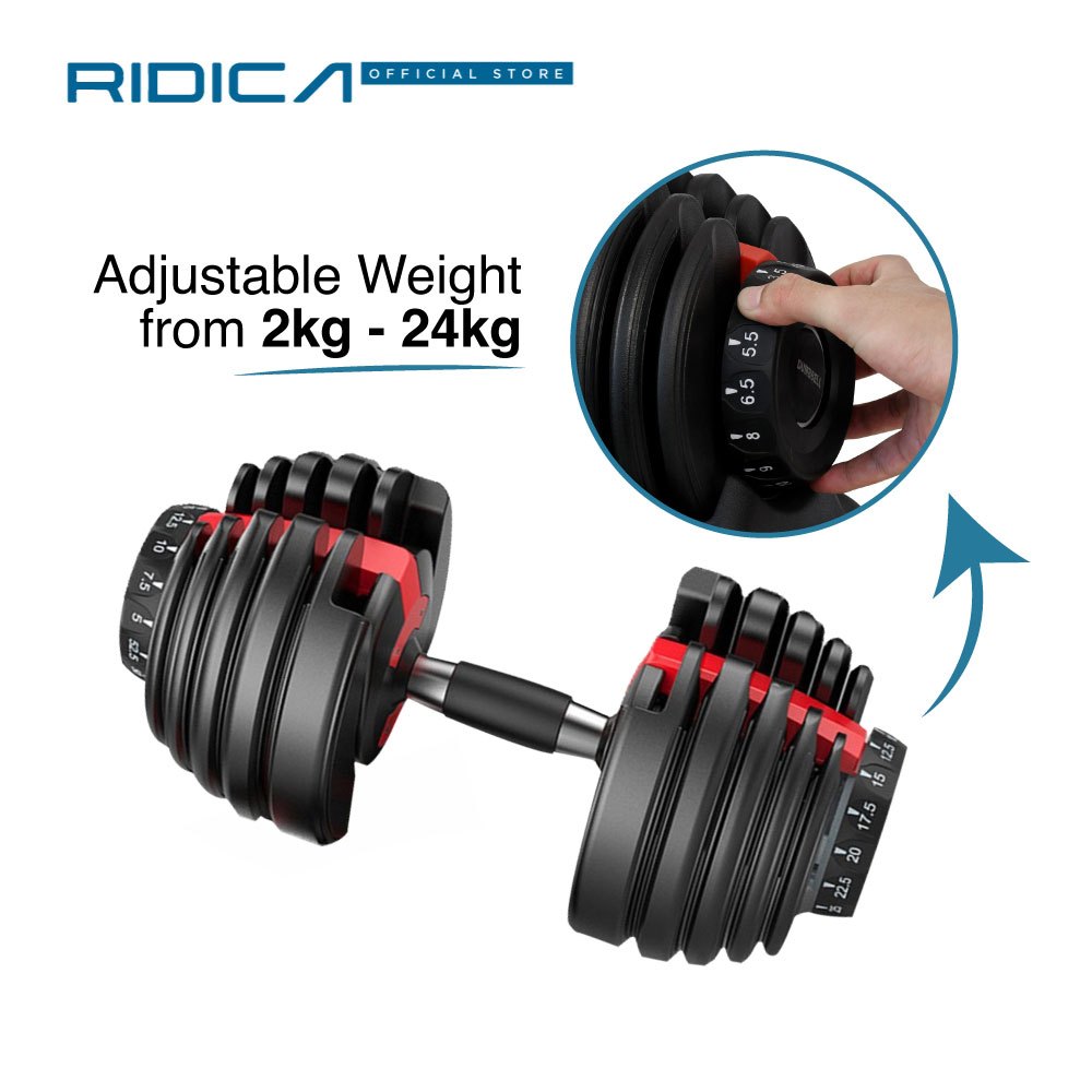RIDICA Adjustable Weight Dumbbell | 11.5kg / 24kg / 32kg | Shopee ...