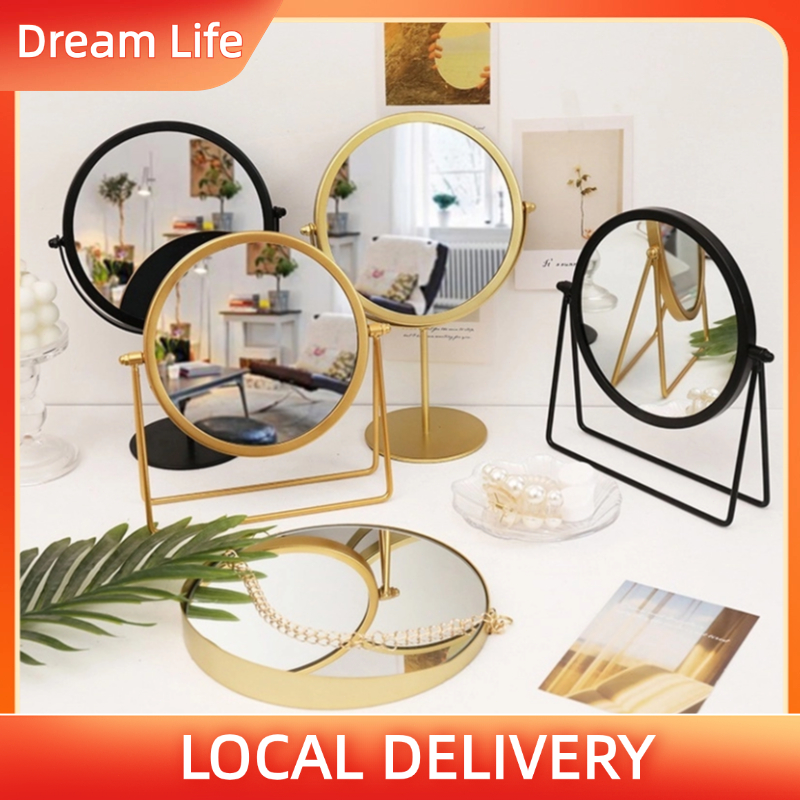 Nordic Gold Round Vanity Mirror Makeup Desk Mirror Tabletop Dressing