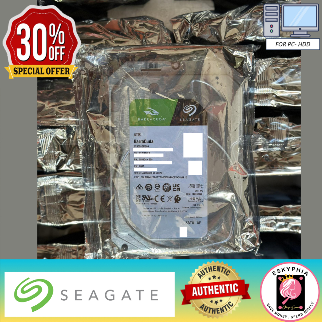 Seagate Barracuda 1TB/2TB/4TB Hardrive 3.5" SATA Internal 6Gb/s for PC