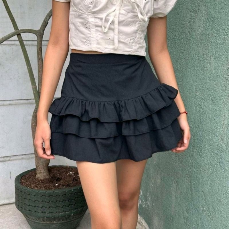BRENNA COTTON/LINEN SKIRT