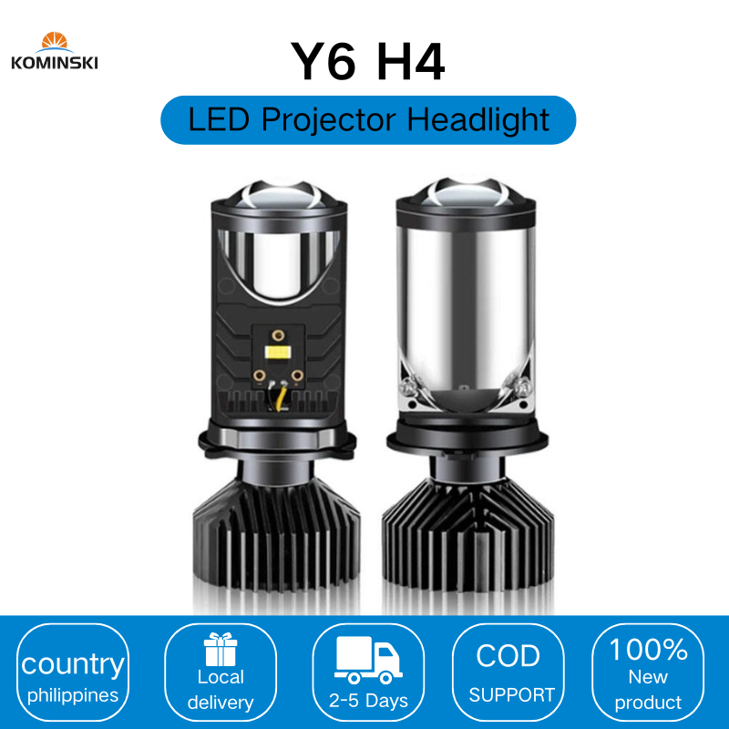 2PCS Y6 H4 LED Projector Headlight Projector Lens with Fan Cooling 90W ...