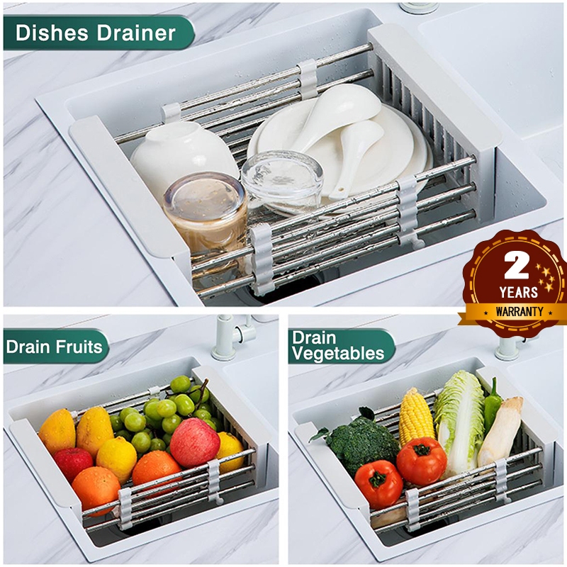 COD Expandable Sink Water Filter Rack Drain Basket Foldable Roll-up ...