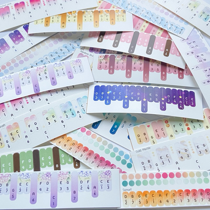 17 Keys Cute Kalimba Note Stickers (Flower, Galaxy, Mermaid, Dog, Cats ...