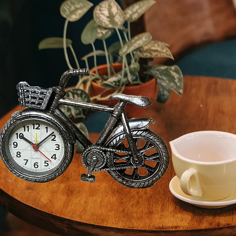 Retro Style Bicycle Shape Creative Table Alarm Clock Bike Desk Clock ...