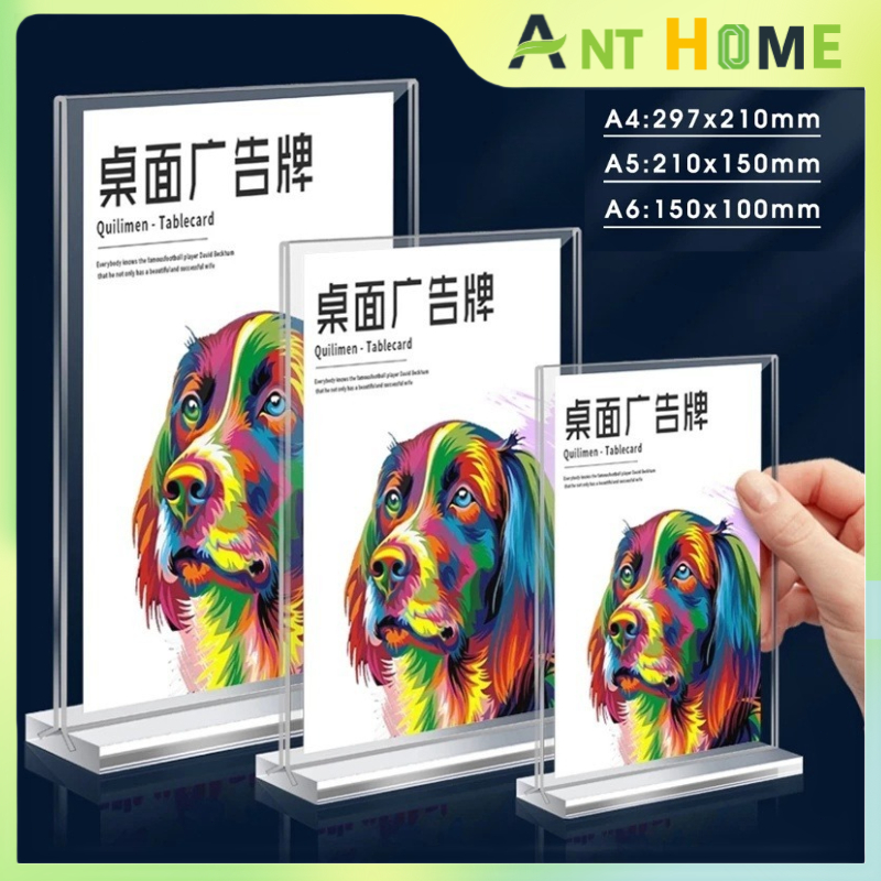 A4 A5 A6 Acrylic Menu Display Stand Double Side Clear Desk Display T ...
