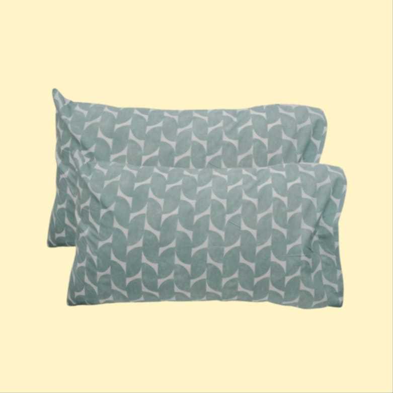 2pieces Leaf Faded Blue Green Standard size Premium Pillowcases G3