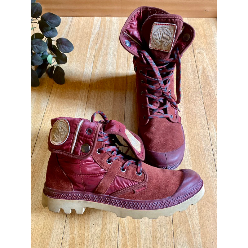 Palladium Explorer maroon suede boots