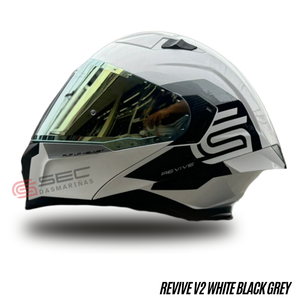 SEC Revive v2 White Black Grey Modular Helmet | Shopee Philippines