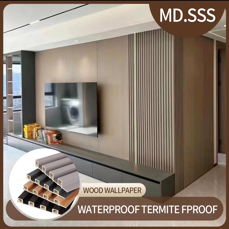 Wood Wallpaper Waterproof PVC Grille Waterproof Design TV Background