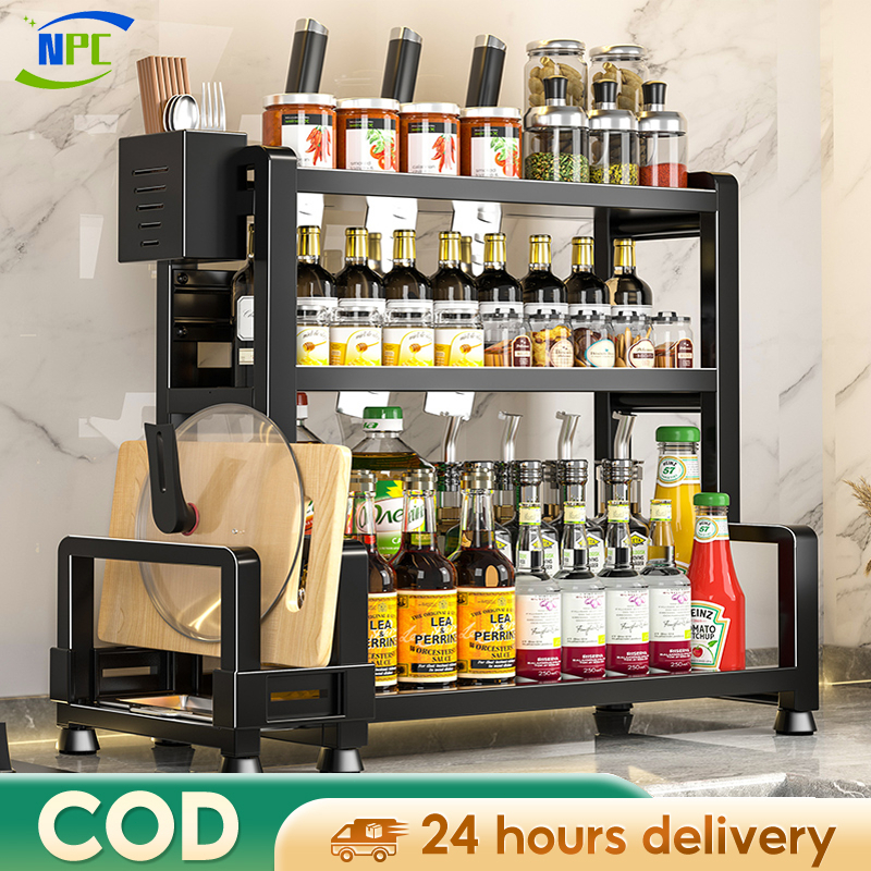 Spice Rack Stainless Steel Kitchen Condiment Seasoning Storage ...