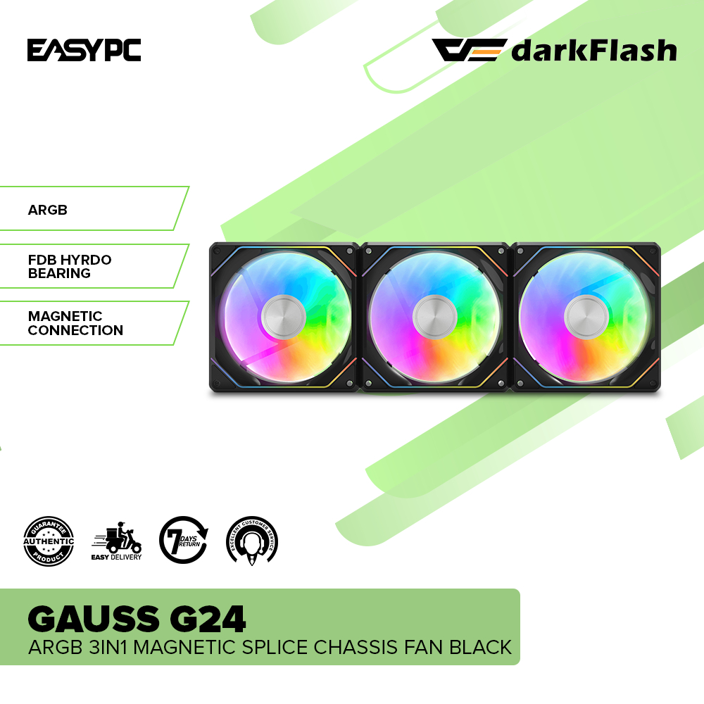 EasyPC | DarkFlash GAUSS G24 ARGB 3in1 Magnetic Splice Chassis Fan ...