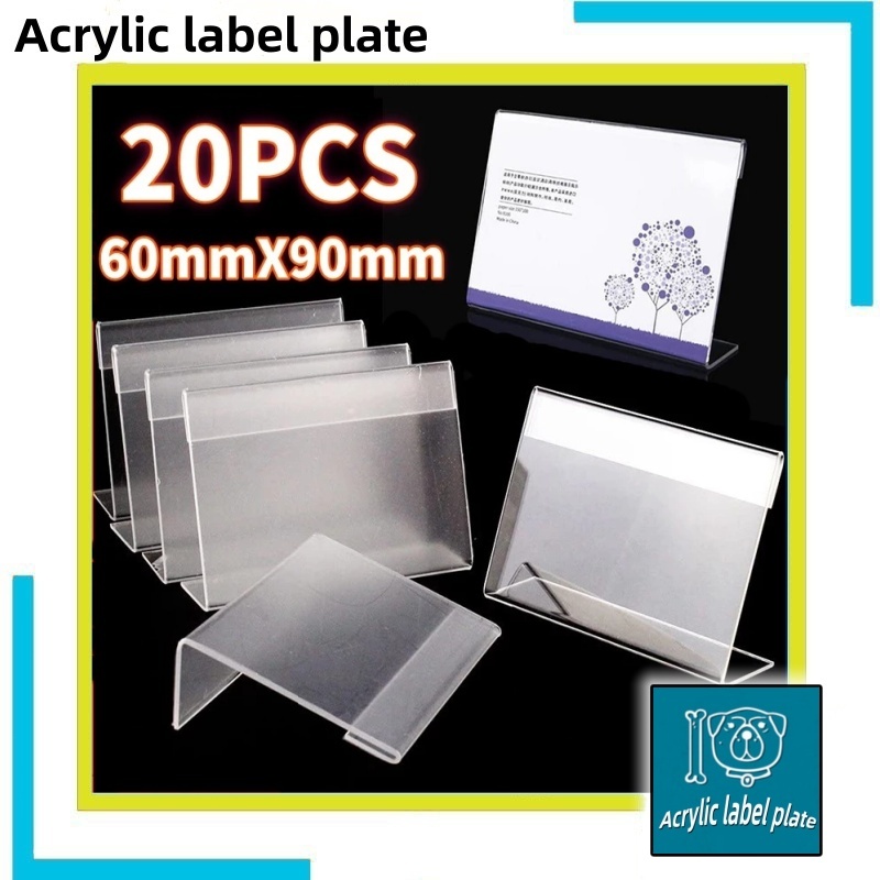 20*PCS Acrylic Clear Sign Label Display Holder Price Card Tag Stand ...