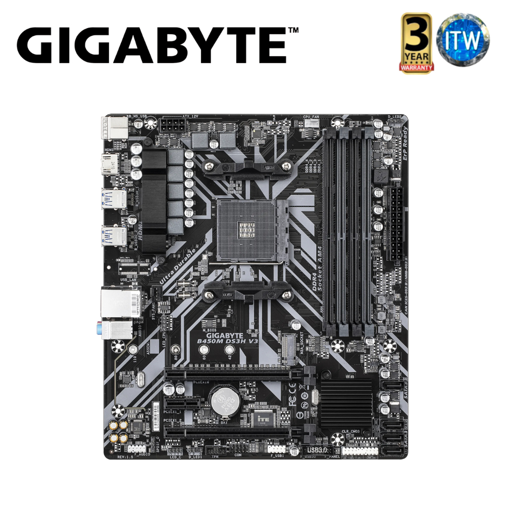 Itw Gigabyte Motherboard B450m Ds3h V3 Amd B450 Ultra Durable Matx Am4 Ddr4 Ga B450m Ds3h