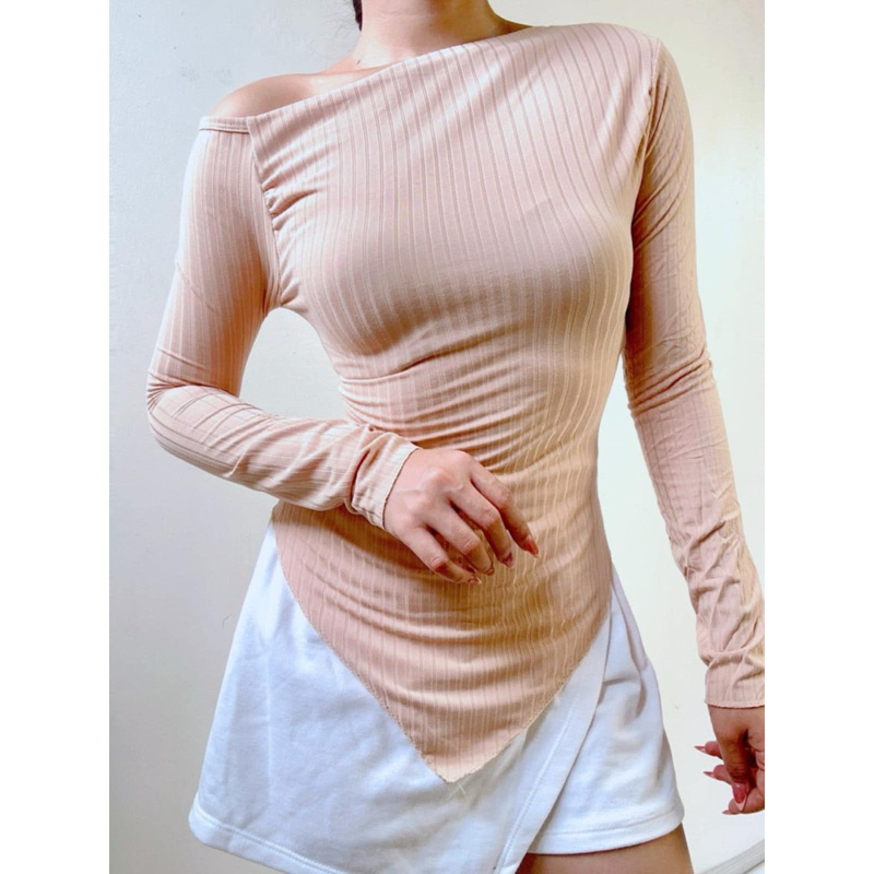 FYANG LONGSLEEVES Asymmetric Off Shoulder Top | Shopee Philippines