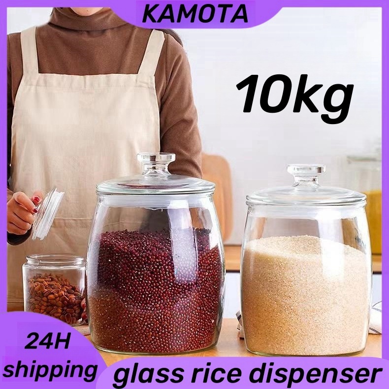 bigasan glass rice dispenser 10 kilos/10kg modern big glass jar with ...