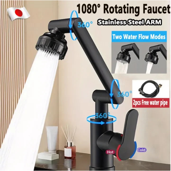 1080° Universal Swivel Stainless Steel Faucet Rotate Flexible Faucet 2 ...