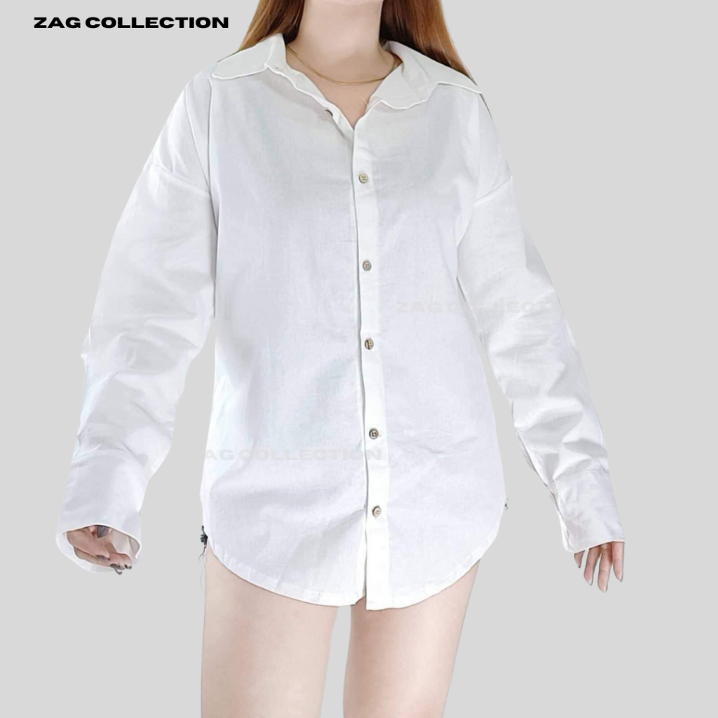 White Long White Polo Female Oversized Polo Shirt Long Sleeve