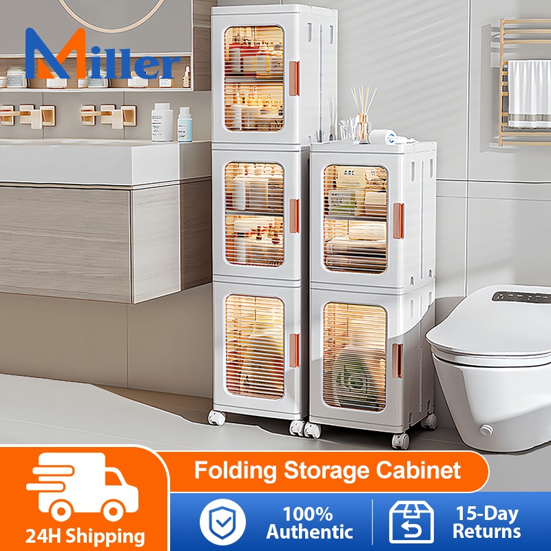 Miller Bathroom Foldable Storage Cabinet with divider and handle 3/2/1 ...