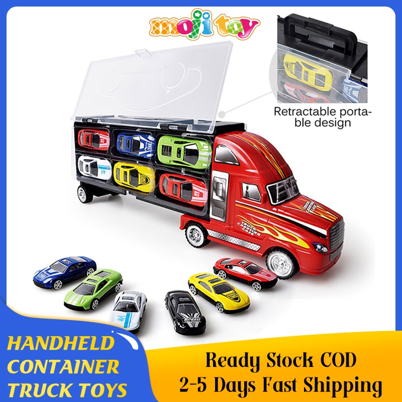 Children Toy Truck With 12 Cars Carrier Truck Set Handheld Container ...