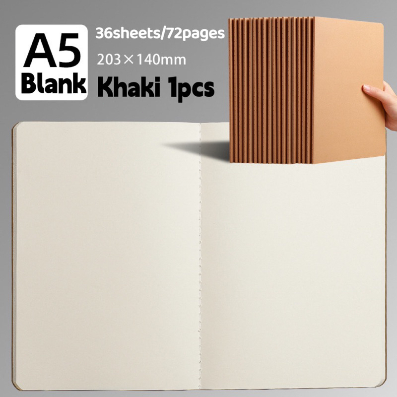 A5/B5 Black/Kraft Notebooks 36Sheets Line Notepad School Office ...