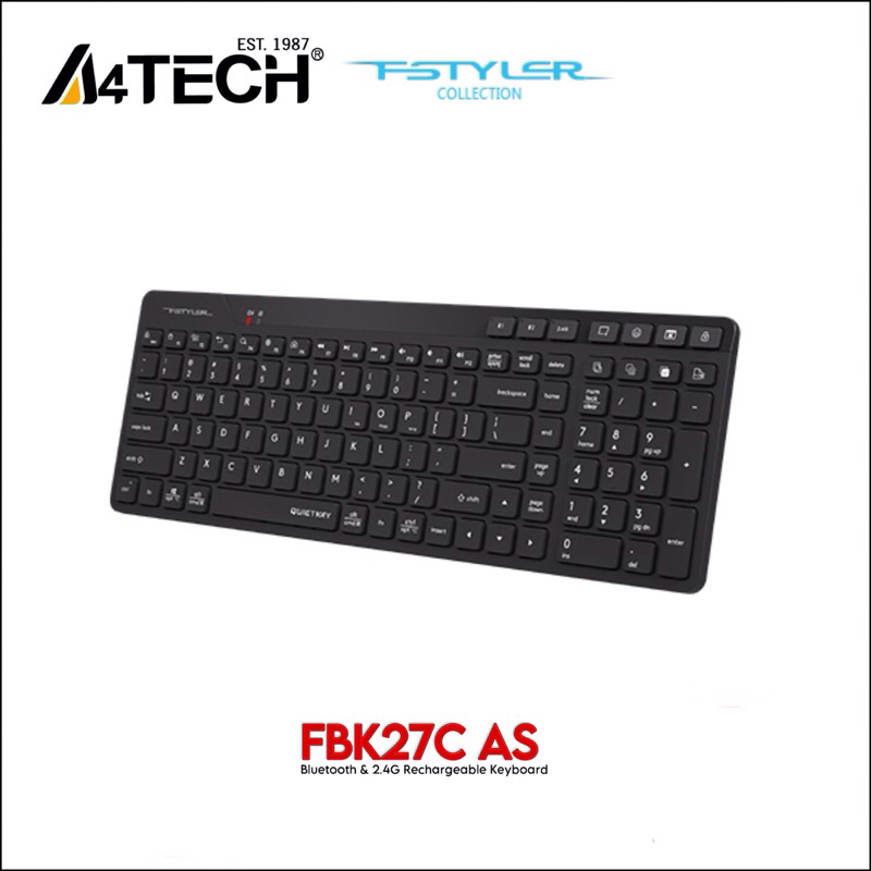 A4TECH FBK27C AS Bluetooth/2.4G Wireless Rechargeable Keyboard, Quiet ...