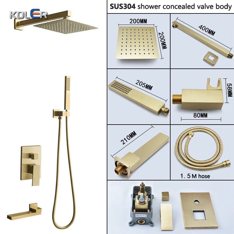 Koler Sus Stainless Steel Rainfall Shower Set Cold Hot Bathroom