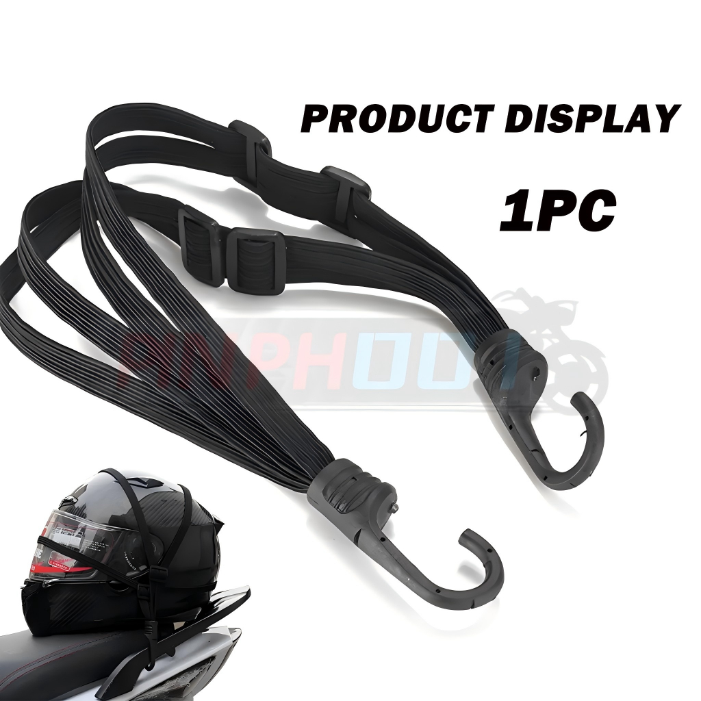1Pc High Elasticity Motorcycle Helmet Rope with Hooks, Black, 60cm ...