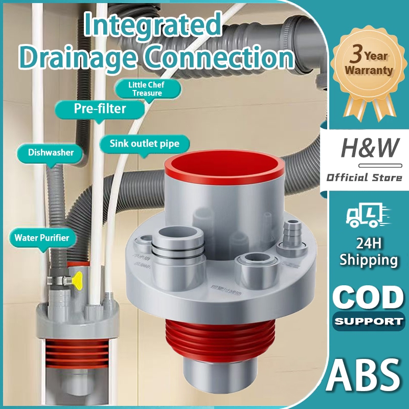 Kitchen Pipe Drainpipe Connector Multi-port Integrated Drain Pipe Joint ...