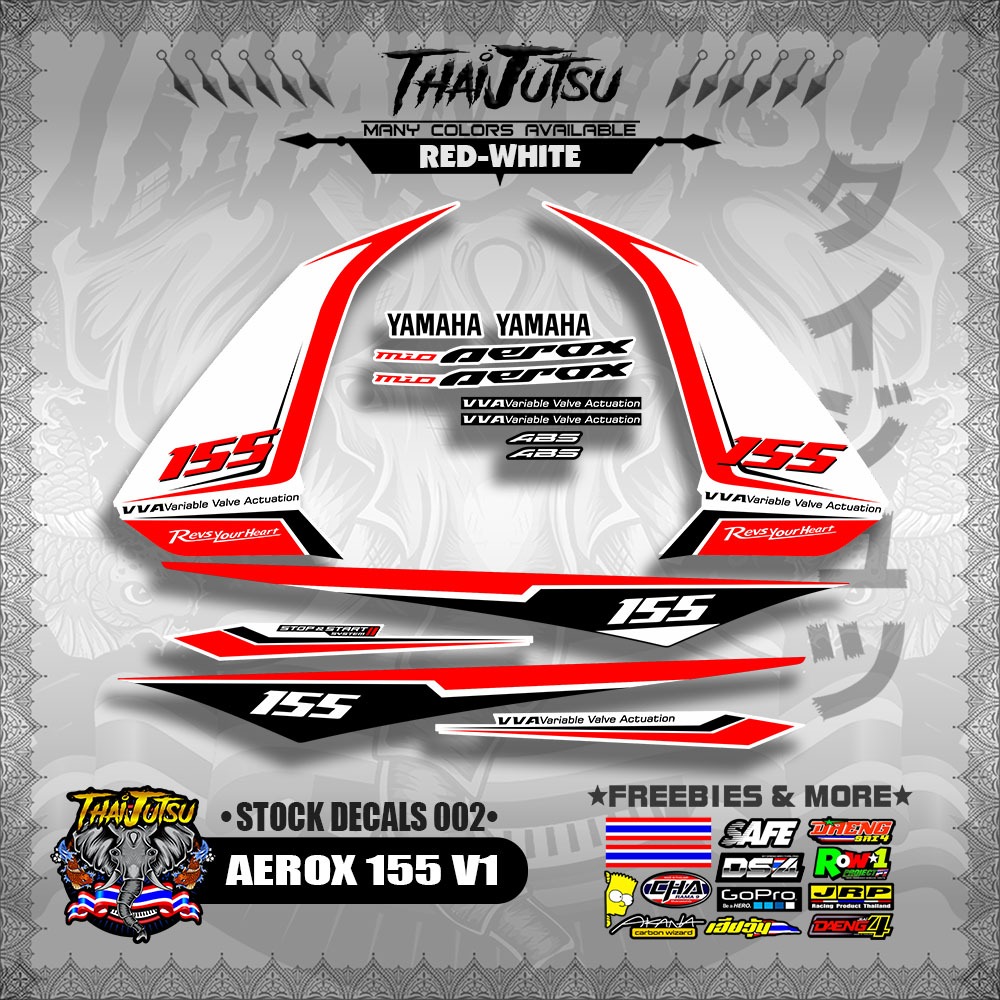 AEROX 155 V1 002 STOCK STICKER DECALS By THAIJUTSU ( LAMINATED ...