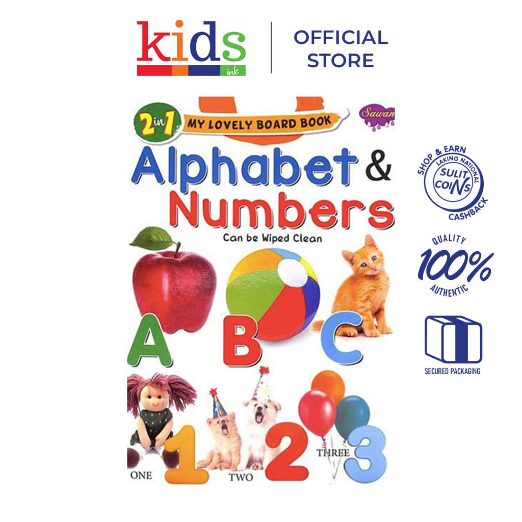 2 In 1 My Lovely Board Book Alphabet and Numbers - Kids Ink | Shopee ...