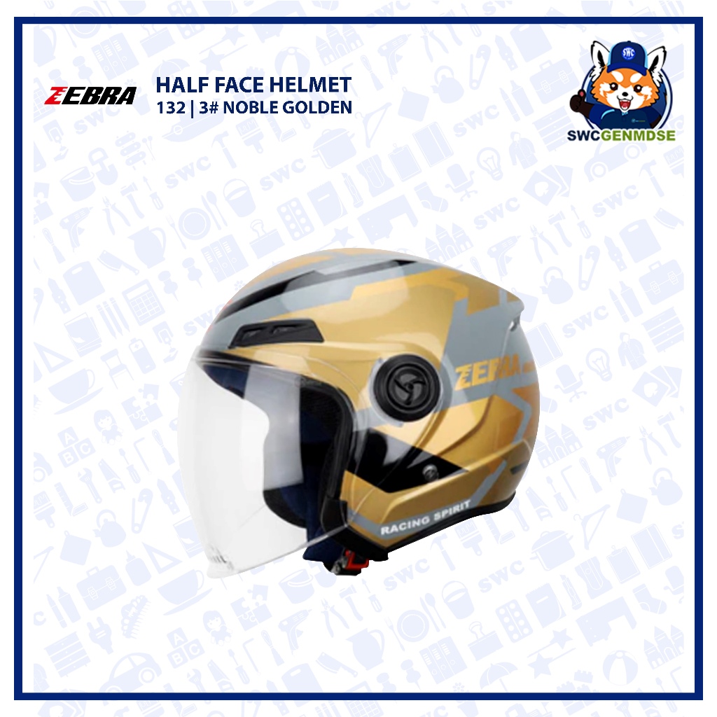 ZEBRA 132 Half Face Motorcycle Helmet Single Visor | 3# Noble | Shopee ...
