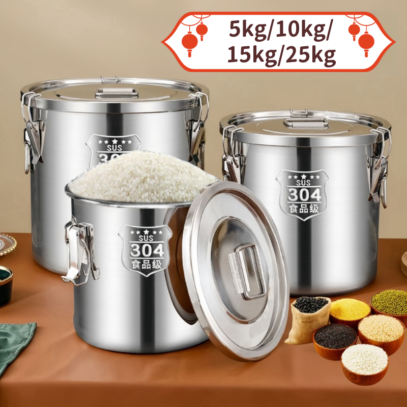 Rice Master/lagayan ng bigas Stainless Rice Dispenser metal 5kg/10kg ...