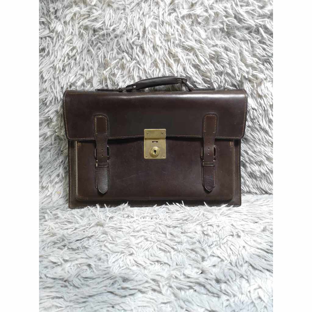 Dark Brown Leather Lock Closure Briefcase | Shopee Philippines