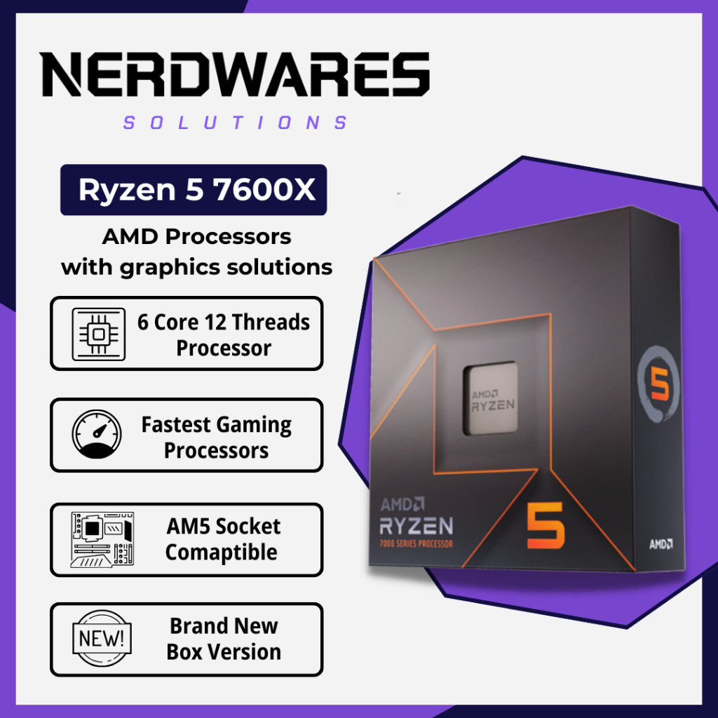 AMD Ryzen 7600 7600X Cores 12 Threads with Radeon Vega