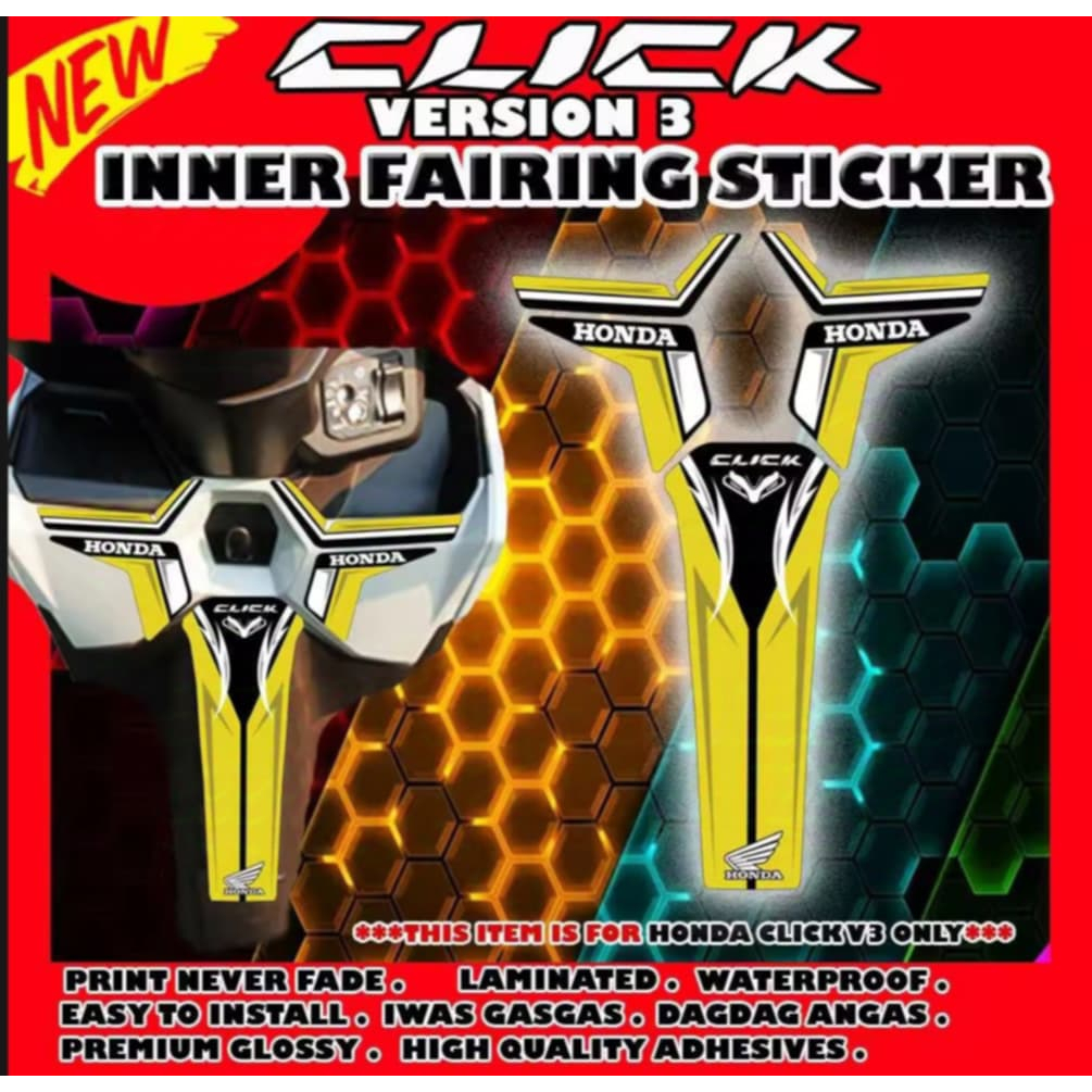I HONDA CLICK V3 NEW INNER FAIRING STICKER I HONDA CLICK STICKER I ...