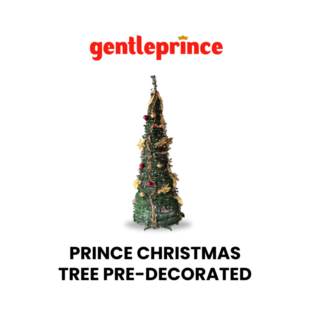 Prince Pre-Decorated Christmas Tree with Ornaments 6Ft, Collapsible ...