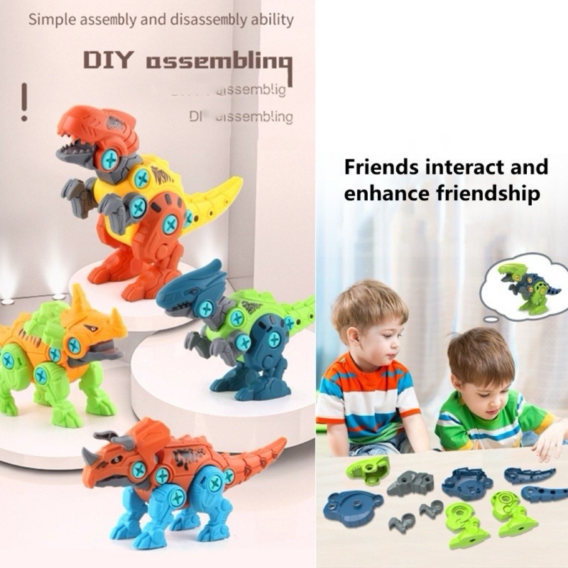 DIY Disassembly Dinosor Toy Set Combination Assembling Dinosor Children ...